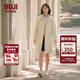MUJI女式 羊毛混牛角扣大衣長(cháng)款連帽毛呢呢子外套秋冬季外衣女裝 米白色 S (155/80A)
