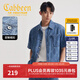 卡賓（CABBEEN）【涼感牛仔】男裝 滿(mǎn)印老花襯衫25夏季新款短袖襯衣外套上衣 蔚藍色47 3XL /190/56