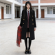 閃動(dòng)少女日系學(xué)院風(fēng)JK毛呢外套女秋冬雙排扣通勤呢子大衣百搭氛圍感上衣 黑色長(cháng)款毛呢外套+空洞金屬勛章 S