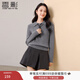 香影灰色絞花針織衫上衣女2025冬季新款配絲巾套頭miu系翻領(lǐng)毛衣 中灰 S 155/80A/85-95斤