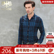 威鵬（weipeng）[萊賽爾羊毛]男士長(cháng)袖襯衫秋季中年通勤商務(wù)休閑格子上衣D43026 寶藍色 L (175/92A)