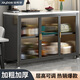 佳幫手廚房置物架落地巖板餐邊柜櫥柜微波爐烤箱置物架對開(kāi)門(mén)儲物柜120