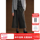 ELLE KIDS童裝 全腰松緊寬松直筒七分褲女童冬季新款毛呢休閑褲子 炭灰色 165 (M)