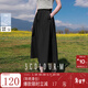 三彩2025夏季新款高腰A字裙半身裙防曬中長(cháng)梨形顯瘦裙子M 烏黑色 M 160/68A