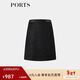 PORTS女裝秋冬新款精美扣飾花呢半裙 黑色 6
