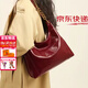 VQGT騏驥紅色新娘結婚包包女訂婚禮物新款通勤日?？捎靡赶滦笨姘鼏伟?酒紅色【送精美花束+絲巾】
