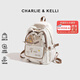 CHARLIE&KELLI女士雙肩包2026新款卡通小書(shū)包休閑通勤媽咪背包 米白色大號【京倉配送】