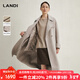 藍地（LANDI）可拆卸羽絨內膽羊毛大衣女長(cháng)款雙面毛呢外套冬新品 燕麥色 M
