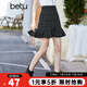 betu百圖女裝高腰顯瘦碎花雪紡半身裙小魚(yú)尾a字短裙裙子女2202T48 黑色 XS