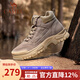 駱駝（CAMEL）馬丁靴復古休閑工裝靴秋冬季加絨戶(hù)外徒步厚底會(huì )員增高登山鞋男 G14W076684 卡其 42
