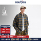 nautica white sail白帆×湯本弘通監制日系中性潮流廓形格紋法蘭絨長(cháng)袖襯衫HYWW4418 藍色41T M