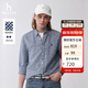 哈吉斯（HAZZYS）男裝 春季男襯衣棉麻千鳥(niǎo)格通勤長(cháng)袖襯衫男ASCZK1BAX72