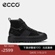 愛(ài)步（ECCO）休閑鞋女 時(shí)尚百搭防水高幫牛皮鞋 街頭860403 黑色86040351052 39