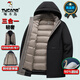 啄木鳥(niǎo)【鵝絨+一衣多穿】羽絨服男2025冬季新款連帽爸爸保暖加厚外套男 黑色 【可拆卸內膽/帽子】 XL 【建議125-160斤】