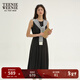 Teenie Weenie小熊春季學(xué)院風(fēng)中長(cháng)款連衣裙氣質(zhì)黑色收腰百褶裙子女 黑色 S (160)