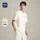HLA海瀾之家休閑套裝上衣男華夫格翻領(lǐng)刺繡短袖男夏