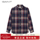 GANT【亞洲版型】甘特春季新款法蘭絨格紋翻領(lǐng)舒適百搭復古男襯衫 604豐澤紅色 L