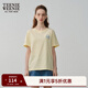 Teenie Weenie小熊女裝春裝清新簡(jiǎn)約圓領(lǐng)短袖T恤休閑通勤學(xué)院上衣 淺黃色 160/S