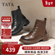 他她（TATA）靴子2025冬百搭時(shí)尚厚底馬丁靴女短靴子百搭休閑 啡色（單里） 36