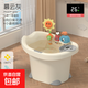 兒童泡澡桶寶寶嬰幼兒洗澡桶沐浴桶小孩子可坐家用加厚大號浴盆 小號灰色+花灑+轉轉樂(lè )（感溫