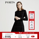 PORTS寶姿女裝秋冬新品長(cháng)袖中長(cháng)連衣裙 黑/白 M