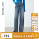 朗姿純棉牛仔褲時(shí)尚氣質(zhì)冬季新款高級感休閑高腰闊腿直筒褲 藏藍色 2XL