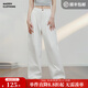 馬登復古白色休閑褲女夏秋季純棉寬松直筒工裝褲百搭顯瘦慵懶闊腿褲 白色 M