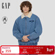 蓋璞（GAP）男女裝2025秋季新款logo仿羊羔絨寬松翻領(lǐng)牛仔夾克外套791903