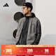 adidas經(jīng)典休閑三條紋長(cháng)袖套裝男女秋季阿迪達斯官方輕運動(dòng)   深灰（推薦選大一碼）   XL