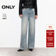 ONLY2025秋季新款后腰皮牌閃鉆裝飾高腰直筒褲牛仔褲女|125332114 J33 復古350牛仔洗水 S S褲長(cháng)減短