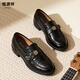 恒源祥樂(lè )福鞋女2026新款單鞋真牛皮百搭輕便軟底防滑黑色女皮鞋 黑色 【百搭山茶花】【甄選牛皮 更舒適】 39