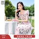 香影（xiangying）法式碎花連衣裙女2025夏裝新款溫柔風(fēng)高腰紫色泡泡袖方領(lǐng)裙子 紫色 S