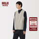MUJI男式 抓絨 背心男士男款馬甲坎肩馬夾25年冬季男裝 AB1PHA5A 灰色 S (165/84A)