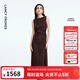 朗姿a字垂感輕禮服無(wú)袖修身連衣裙收腰高級感氣質(zhì)2025年秋季新款 巧克力色 XL