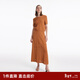 歌莉婭女裝波西米亞短袖套裝新款t恤上衣氣質(zhì)純色半裙兩件套1C6CAA370 66Y橙駝 L