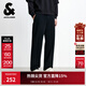 杰克·瓊斯（JACK&JONES）男裝秋冬季時(shí)尚潮通勤簡(jiǎn)約百搭舒適純色純棉運動(dòng)衛褲直筒休閑褲男 E40 黑色-直筒 32 175