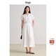 旅途原品ltyp 100%漢麻經(jīng)典剪刀領(lǐng)連衣裙 極簡(jiǎn)優(yōu)雅收腰長(cháng)裙女春季 象牙白 S