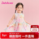 笛莎童裝女童裙子2025夏季女寶印花泡泡棉布連衣裙 玫粉印花 120