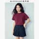 佐丹奴T恤女純棉親膚氣質(zhì)小衫女舒適寬松小高領(lǐng)t恤女短袖05322396 87波爾多紅 XL