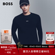 雨果博斯BOSS男士秋冬撞色徽標常規版彈力棉質(zhì)T恤 001-黑色 XL