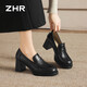 ZHR則則高跟鞋女樂(lè )福鞋2026新款女鞋套腳單鞋女制服JK皮鞋女MU19黑色36