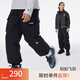 onmygame兒童羽絨褲男童女童冬季防風(fēng)保暖長(cháng)褲戶(hù)外防潑水工裝褲 暗夜黑 絨子含量:90%(白鴨絨) 160