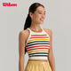 威爾勝（Wilson）官方26年夏季新款女士ON THE DAILY緊身運動(dòng)帶胸墊條紋網(wǎng)球背心 豆腐灰-WW00603511 M /170/88A