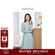 JESSIE【春之花語(yǔ)】2025年春夏新款優(yōu)雅氣質(zhì)木耳邊碎花連衣裙女款 綠色 S