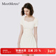 MeetMetro瑪依爾設計感方領(lǐng)連衣裙女2025夏季新款時(shí)尚收腰a字短裙 杏色 S