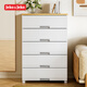 JEKO&JEKO抽屜式收納柜免組裝儲物柜一體式寶寶兒童衣柜收納箱 5層 奶油白