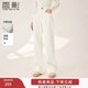 香影白色直筒牛仔褲女2025冬季新款高腰刺繡高含棉休閑窄版闊腿褲 白色 S 155/60A/85-95斤