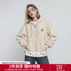 初語(yǔ)衛衣女2025冬季新款綠絨蒿刺繡連帽加絨保暖寬松開(kāi)衫運動(dòng)外套 淺杏色 S