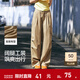森馬（Semir）休閑褲女松緊腰闊腿褲高街酷颯風(fēng)夏設計感抽繩工裝褲潮流潮酷 咖色調00355 M