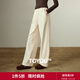 初語(yǔ)闊腿褲女2025冬季新款加絨保暖側縫拼接松緊腰輕運動(dòng)休閑長(cháng)褲 淺米色 L